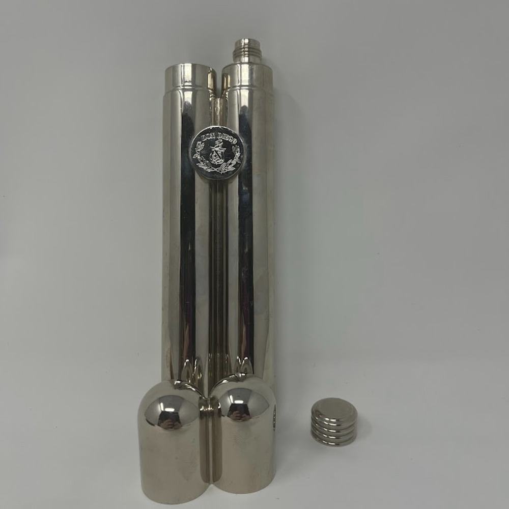 Don Diego Stainless Steel Flask Set Silver Twin Cylinder Screw Top Barware